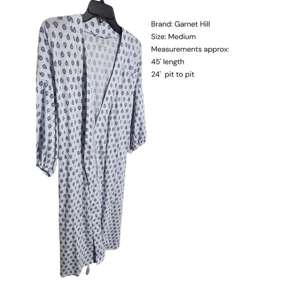 GARNET HILL Womens Med. Paisley Print Bohemian Bishop-Sleeve Knit Robe Pockets - Picture 2 of 9